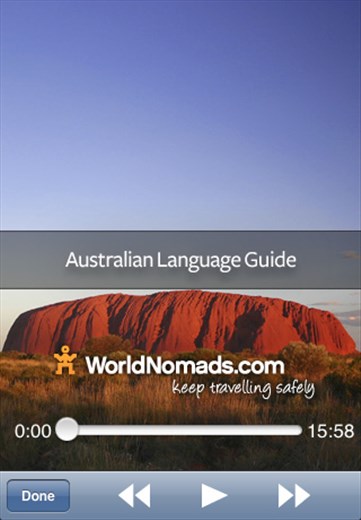 A screenshot from our Aussie slang language guide app for iPhone & iPod touch