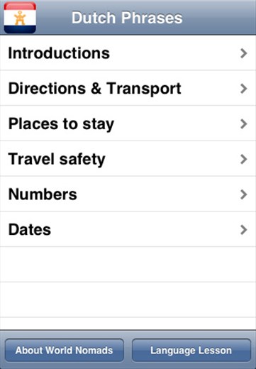 A screenshot from our Dutch language guide application for iPhone & iPod touch